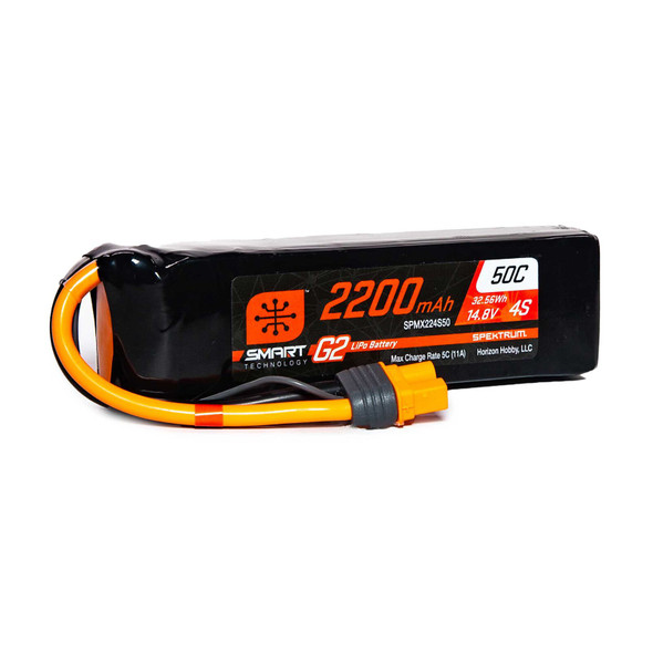 Spektrum SPMX224S50 14.8V 2200mAh 4S 50C Smart G2 LiPo Battery : IC3