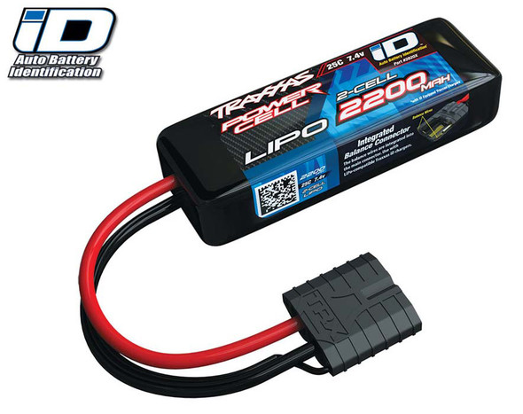 Traxxas 2820X 2S 7.4V 2200mAh LiPo Battery w/ iD Connector : 1/16 Slash