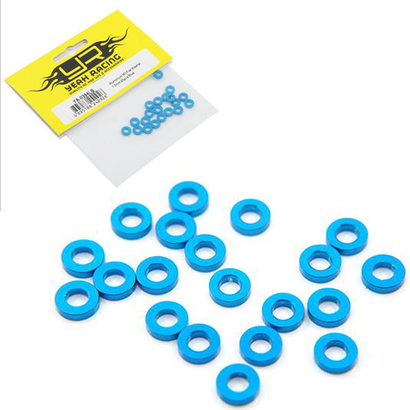 Yeah Racing YA-0394LB Aluminum M3 Flat Washer 1.5mm 20pcs Blue