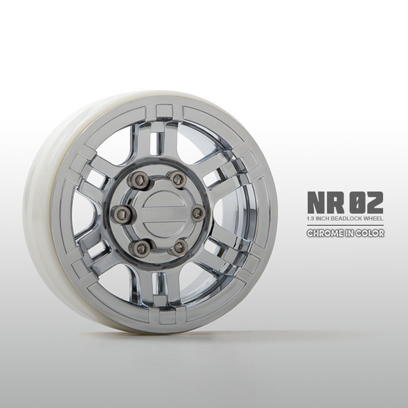 Gmade GM70265 1.9" NR02 Beadlock Wheels Chrome (2) for 1.9" Tires / 12mm Hex