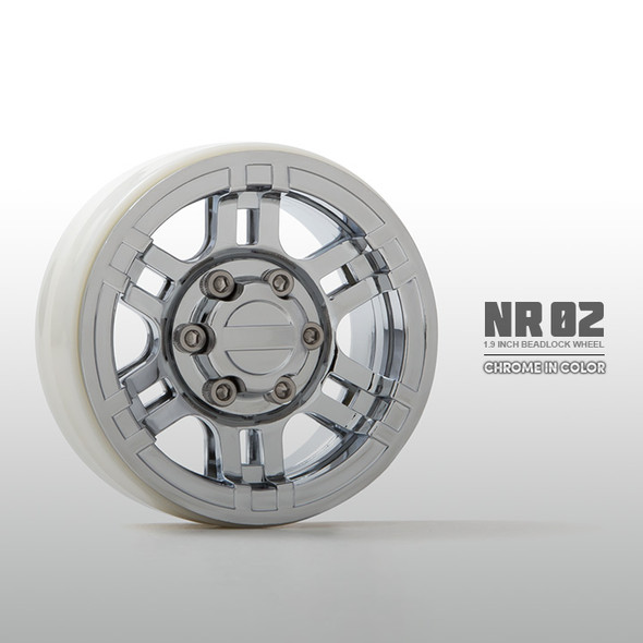 Gmade GM70265 1.9" NR02 Beadlock Wheels Chrome (2) for 1.9" Tires / 12mm Hex
