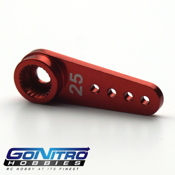 Go Nitro Hobbies 25T Small Aluminum One Way Servo Arm Red Futaba / Savox