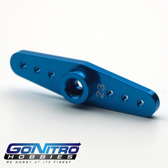 Go Nitro Hobbies 23T Aluminum 2 Way Servo Arm Blue JR / Airtronics / KO