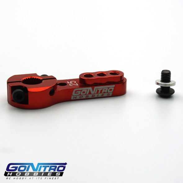 Go Nitro Hobbies 25T 3 Hole Aluminum Heavy Duty Servo Arm Red Futaba / Savox
