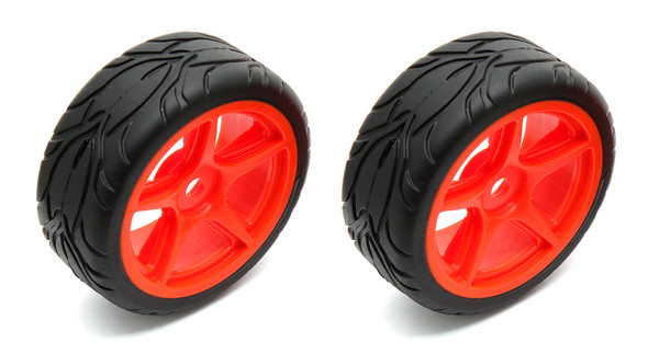 Associated 31469 5-spoke Wheels/Tires Mounted, Orange (2)