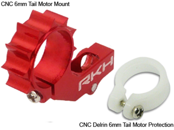 Rakon Heli mCP X862-R CNC 6mm Tail Motor Mnt w/Delrin Protection Red Blade mCP X / V2 /mSR / mSR X