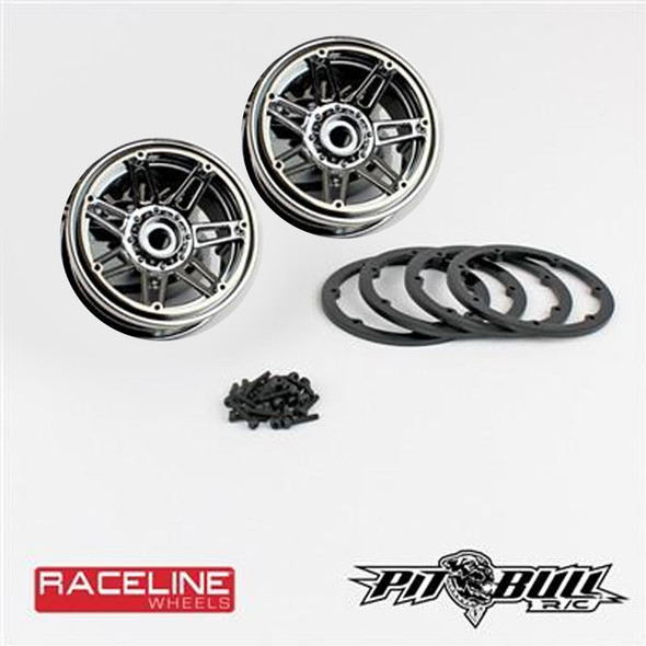 PITBULL 2.2 Raceline GunMetal Beadlock Wheels #931 Injector w/ Rings PBW22931GB