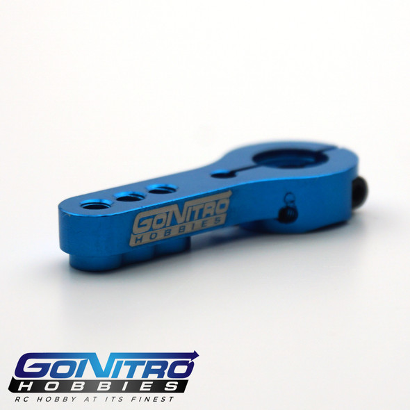 Go Nitro Hobbies 24T 3 Hole Aluminum Heavy Duty Servo Arm Blue Hitec