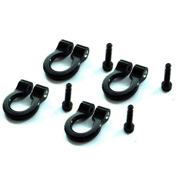 Hot Racing 1/10 Scale Aluminum Black Tow Shackle D-Rings (4)