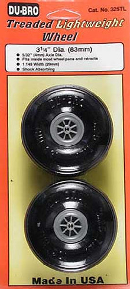 Dubro 325TL Treaded Lightweight Wheel 3-1/4" (2)