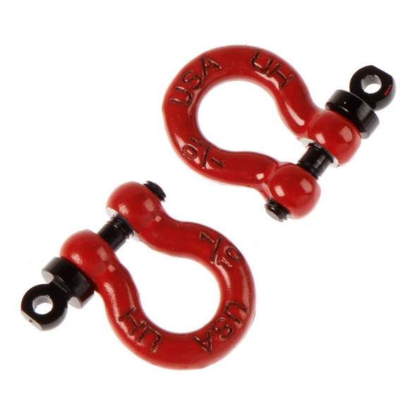 Hot Racing ACC808X02 1/10 Scale Alum Red Tow Shackle D-Rings 2 Rock Crawler Acc