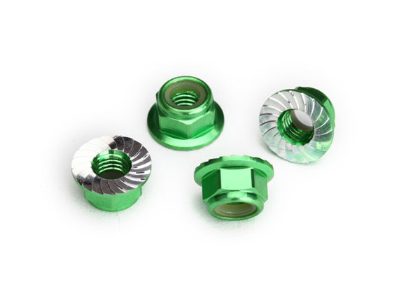 Traxxas 8447G 5mm Aluminum Flanged Nylon Locking Nuts Green (4) : Unlimited Desert Racer UDR