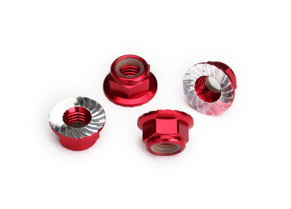 Traxxas 8447R 5mm Aluminum Flanged Nylon Locking Nuts Red (4) : Unlimited Desert Racer UDR