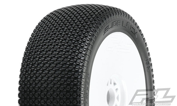 Pro-Line 9064-32 Slide Lock Off-Road 1:8 Buggy Tires Mounted White Wheels (2) : Front or Rear