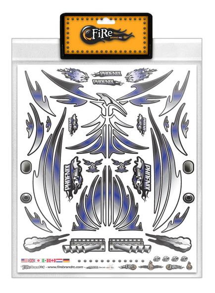 Fire Brand RC CONCEPT PHOENIX BLUE VINYL DECAL SHEET 8.5X11''