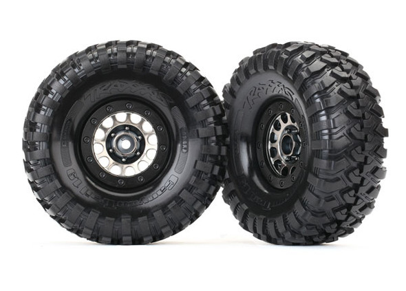 Traxxas 8174 Tires & Alum Black Chrome Beadlock Wheels Assembled (2) : TRX-4