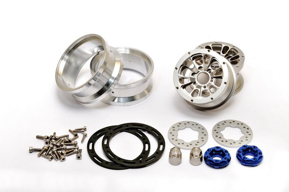 HoBao 230117S CNC Aluminum 1.9″ Beadlock Ring 6 Spoke Wheels (2) Silver