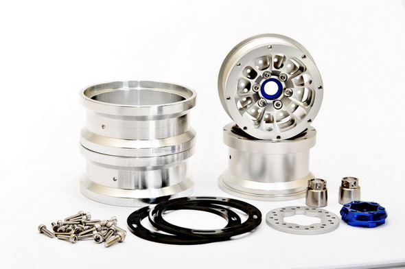 HoBao 230117S CNC Aluminum 1.9″ Beadlock Ring 6 Spoke Wheels (2) Silver