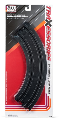 AUTO WORLD 00173 Traxessories 9" Radius Curve Track 2 Pcs HO Scale Slot Car