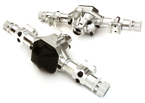 Integy Aluminum Axle (2) Housings w/ Diff Covers : SCX10 II OBM-1343SILVERBLACK