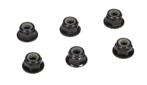 Losi TLR336000 4mm Aluminum Serrated Lock Nuts , Black (6) for 22T 2.0