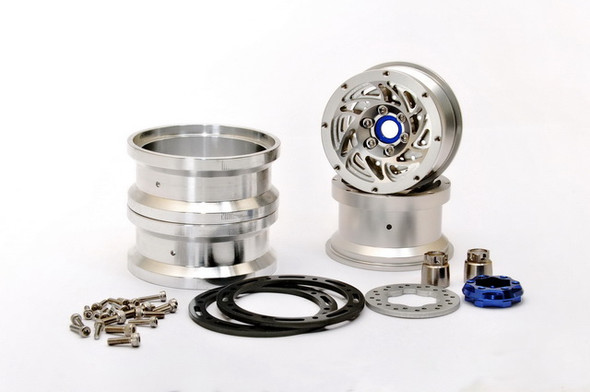 HoBao 230118S CNC Aluminum 1.9″ Beadlock Ring Wheels Set Silver
