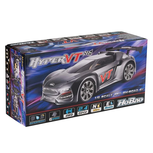 HoBao Racing HB-VTE-C100DG 1/8 RTR Hyper VTe GT Brushless On-Road Car Gray