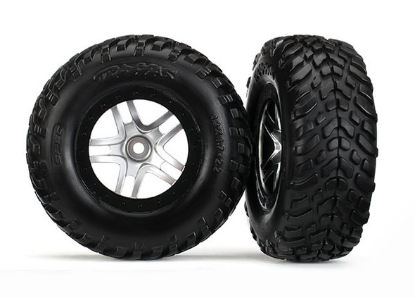Traxxas 6892 Tires/Wheels Assembled Glued Chrome Beadlock Style Wheels (2) : Slash