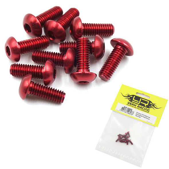 Yeah Racing Aluminum 7075 3x8mm Hex Socket Button Head Screws (10pcs) Red