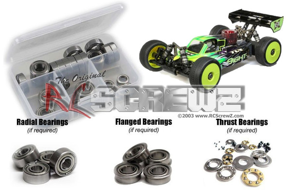 RC Screwz LOS104B Team Losi 8ight-X 1/8th Buggy Metal Shielded Bearings Kit