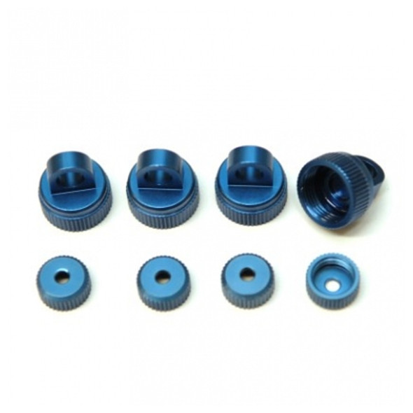STRC Alum Upper (4) & Lower (4) Shock Caps Blue : Granite / Vorteks / Fury / Raider
