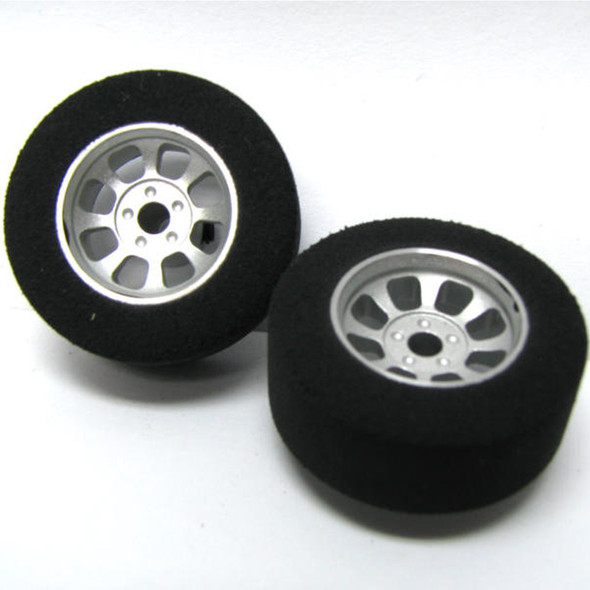 H&R Racing HR1104 Nascar Front Silver Narrow Wheel w/ Foam Tire (2) 1:24 Slot Car