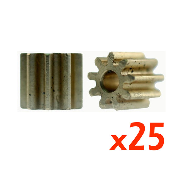 H&R Racing HR402 9 Tooth Brass Pinion Gear Press Fit (25) 1:24 Slot Car