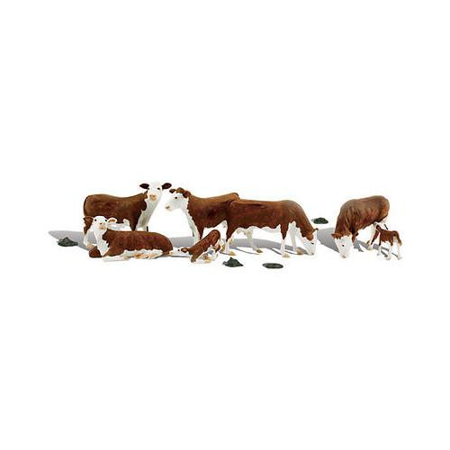 Woodland Scenics Hereford Cows HO Train Figures A1843