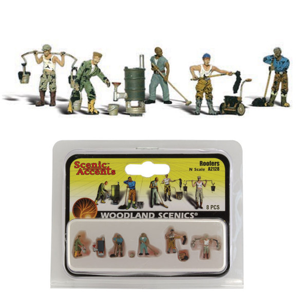 Woodland Scenics Accents A2128 Figures - Roofers - Pkg (6) N Scale