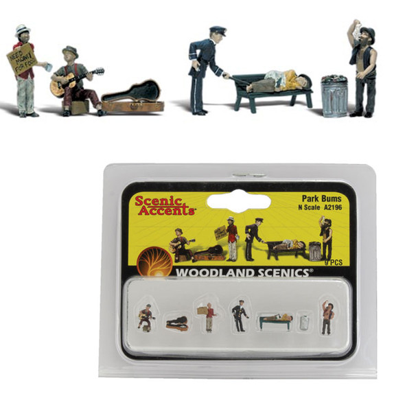 Woodland Scenics A2196 Park Bums (7Pcs) Train Figures N Scale
