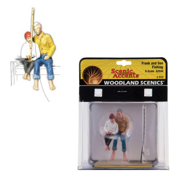 Woodland Scenics Accents A2534 Figures Frank and Son Fishing G Scale