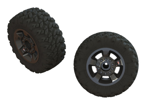 ARRMA AR550052 dBoots Ragnarok Mt Tire Set Glued Black Wheels (2) : Big Rock Crew