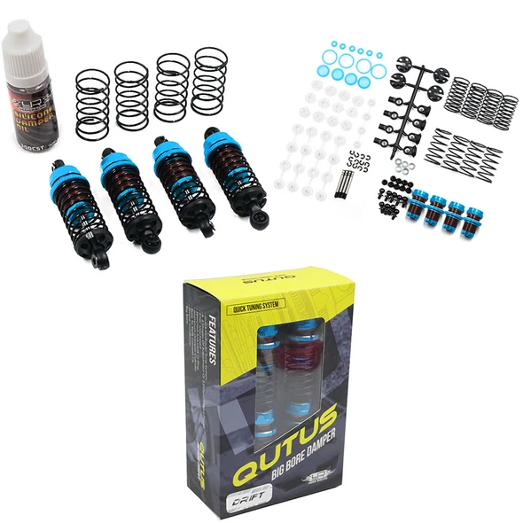 Yeah Racing DBB-1055BU QUTUS Slider 55mm Damper Shock Set (4) : 1/10 RC Drift Car Blue