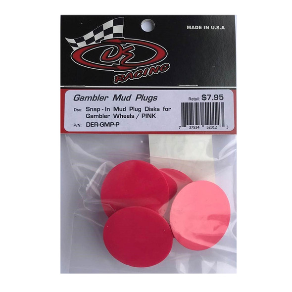 DE Racing DER-GMP-P Snap-In Mud Plugs Disk : Gambler Wheels Pink (4)