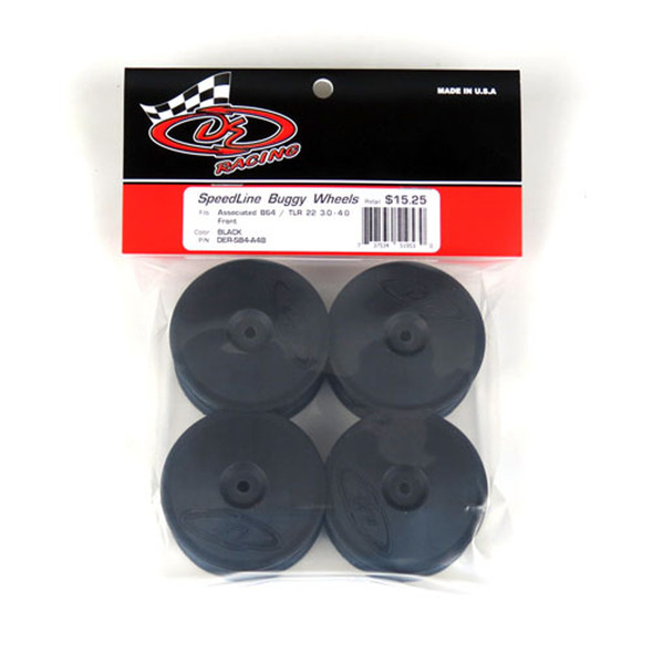 DE Racing Speedline Buggy Front Black Wheels : Associated B64 - B64D / TLR 22 3.0 - 4.0