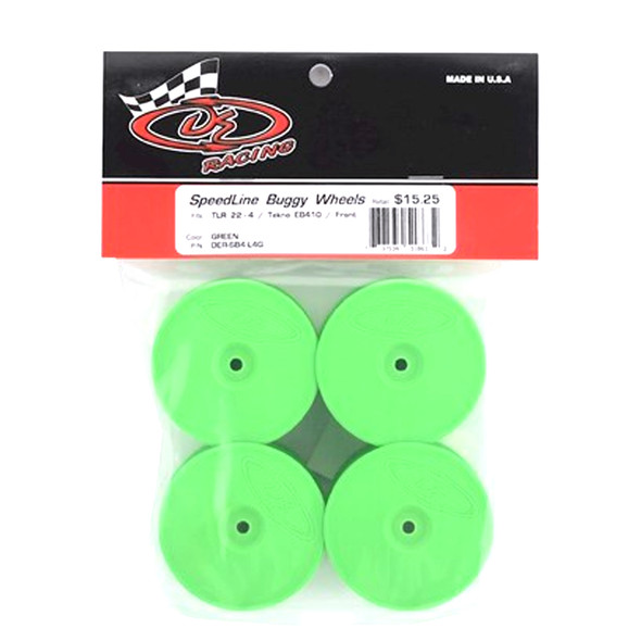 DE Racing Speedline Front Buggy Green Wheels (4Pcs) : TLR 22-4 / Tekno EB410