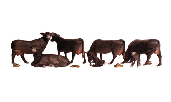 Woodland Scenics Black Angus Cows HO Train Figures A1955