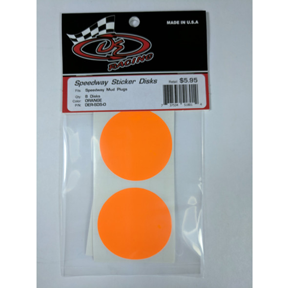 DE Racing DER-SDS-O Sticker Disks for Speedway Mud Plugs Orange (8)