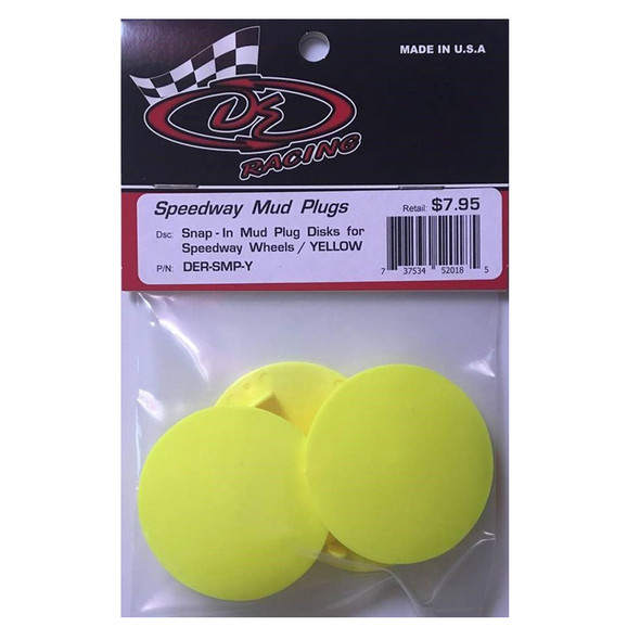 DE Racing DER-SMP-Y Snap-In Mud Plugs Disk : Speedway Wheels Yellow (4)