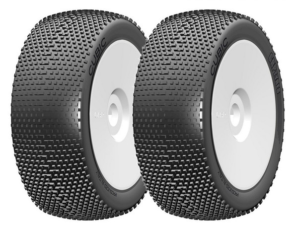 GRP GBX03B 1:8 Buggy CUBIC B Medium Mounted Tires w/ White Wheel (2) : F/R