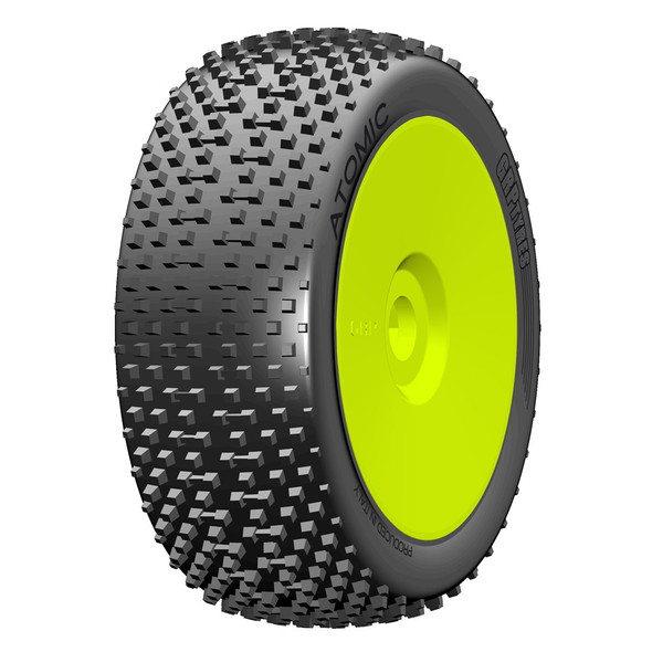 GRP GBY05B 1:8 Buggy ATOMIC B Medium Mounted Tires w/ Yellow Wheel (2) : F/R