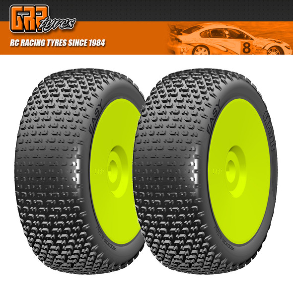 GRP GBY07A 1:8 Buggy EASY A Soft Mounted Tires w/ Yellow Wheel (2) : F/R