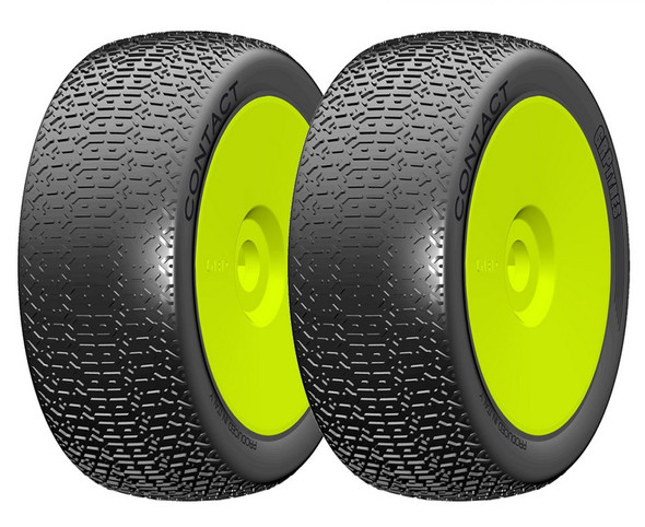 GRP GBY08X 1:8 Buggy CONTACT X ExtraSoft Mounted Tires w/ Yellow Wheel (2) : F/R
