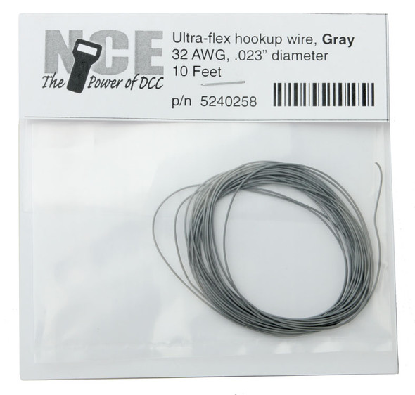 NCE 5240258 Ultraflex Wire 32 Gauge 10ft Gray